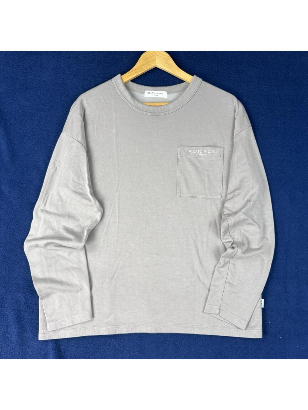 Gelato Pique Homme Gray Pocket Long Sleeve Tee Lounge Shirt Size M Japan Modal